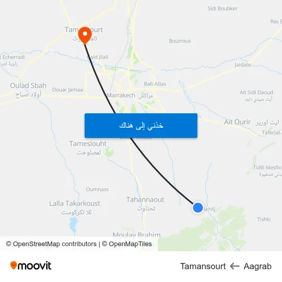 Aagrab to Tamansourt map