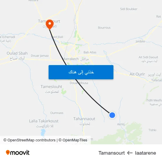 Iaatarene to Tamansourt map