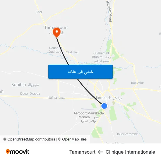 Clinique Internationale to Tamansourt map