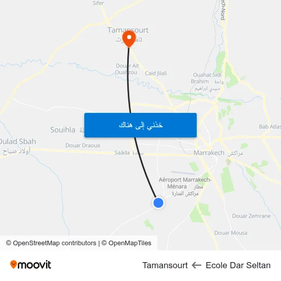 Ecole Dar Seltan to Tamansourt map