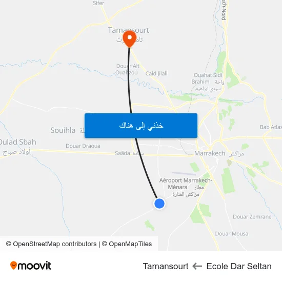 Ecole Dar Seltan to Tamansourt map
