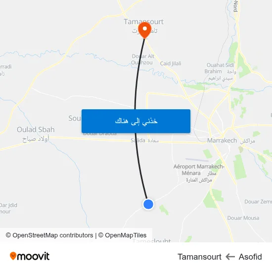 Asofid to Tamansourt map