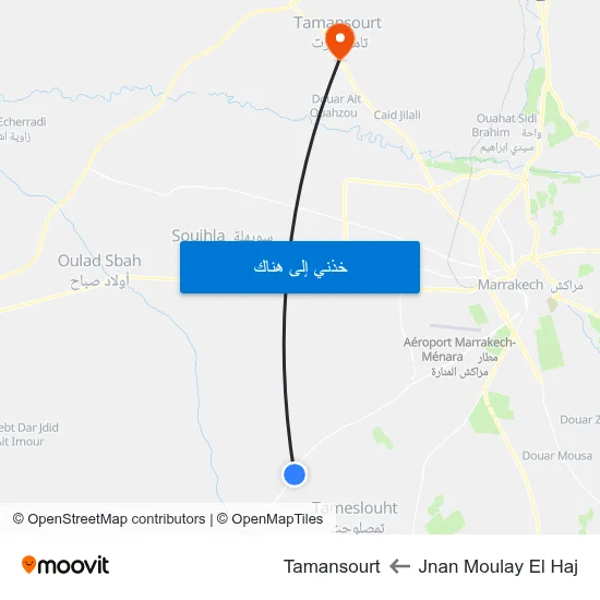 Jnan Moulay El Haj to Tamansourt map