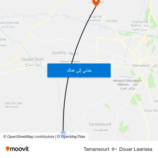 Douar Laarissa to Tamansourt map