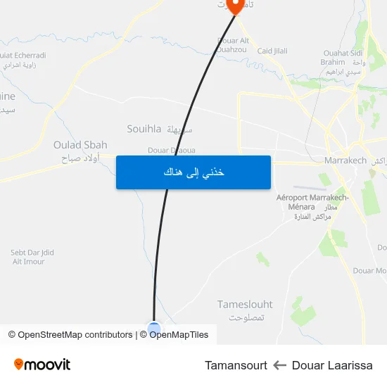 Douar Laarissa to Tamansourt map
