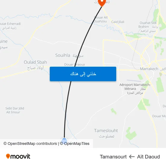 Aït Daoud to Tamansourt map