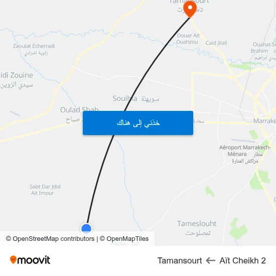 Aït Cheikh 2 to Tamansourt map