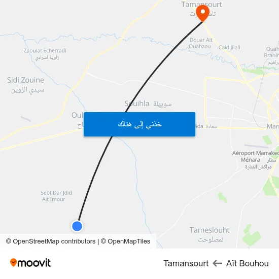 Aït Bouhou to Tamansourt map