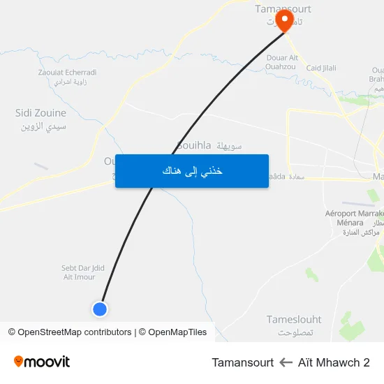 Aït Mhawch 2 to Tamansourt map