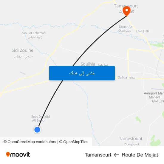 Route De Mejjat to Tamansourt map