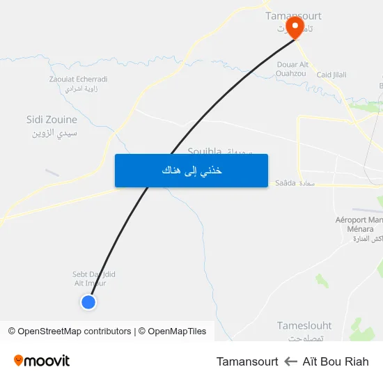 Aït Bou Riah to Tamansourt map