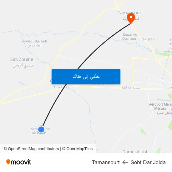 Sebt Dar Jdida to Tamansourt map
