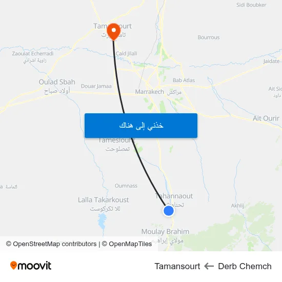 Derb Chemch to Tamansourt map