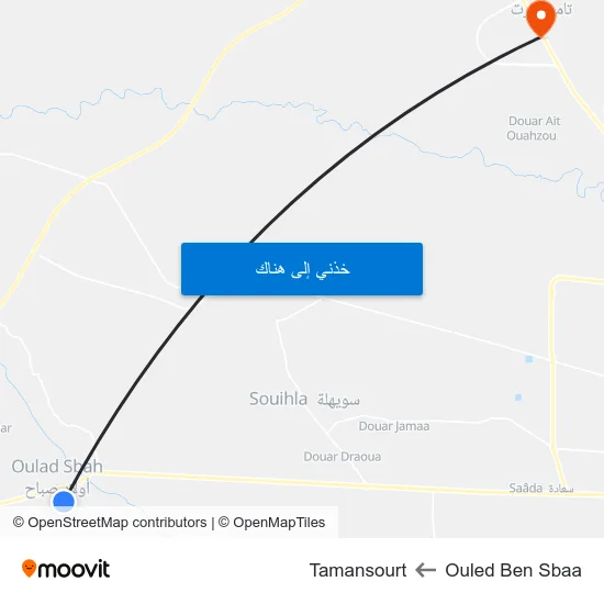 Ouled Ben Sbaa to Tamansourt map