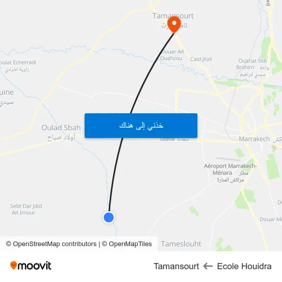Ecole Houidra to Tamansourt map