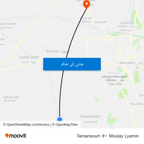 Moulay Lyamin to Tamansourt map