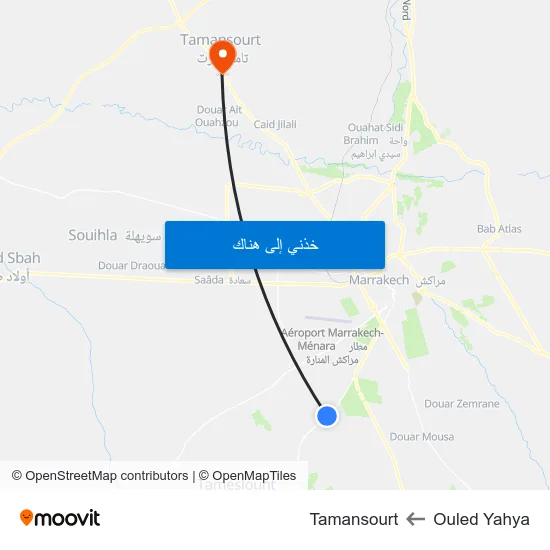 Ouled Yahya to Tamansourt map