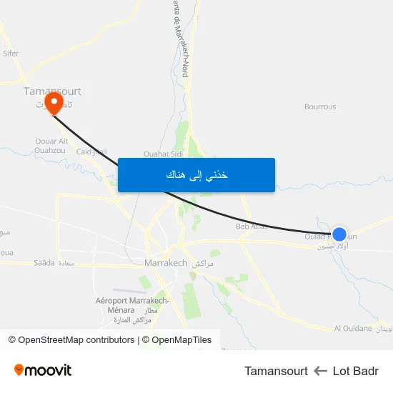 Lot Badr to Tamansourt map