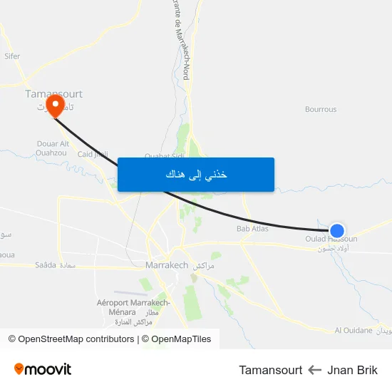Jnan Brik to Tamansourt map