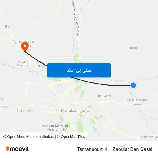 Zaouiat Ben Sassi to Tamansourt map