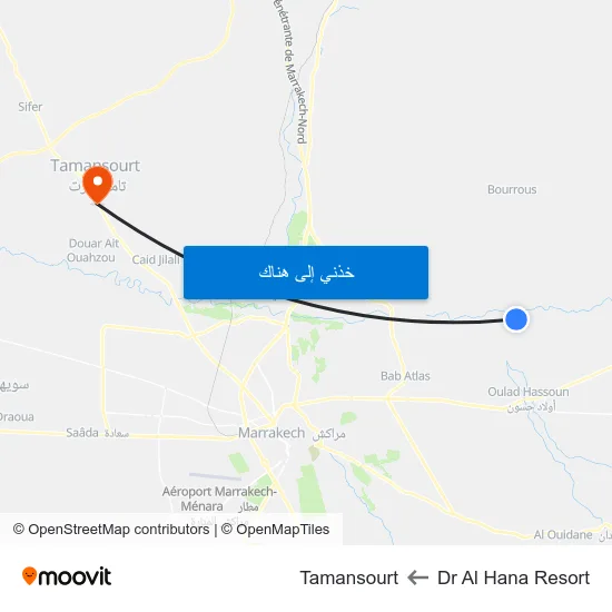 Dr Al Hana Resort to Tamansourt map