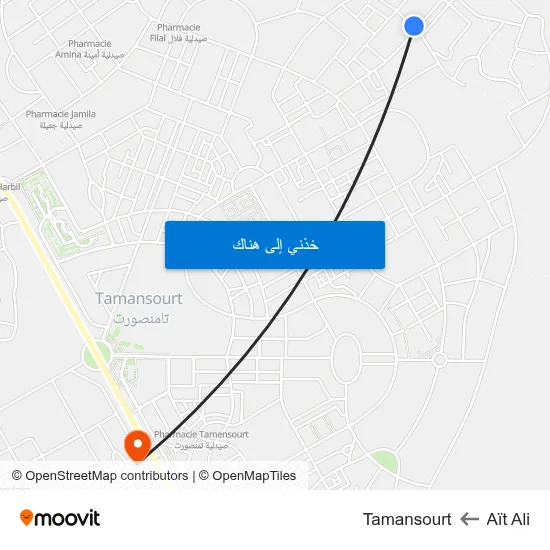 Aït Ali to Tamansourt map