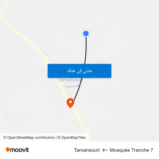 Mosquée Tranche 7 to Tamansourt map