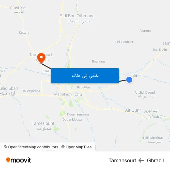 Ghrabil to Tamansourt map