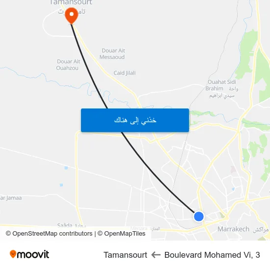 Boulevard Mohamed Vi, 3 to Tamansourt map