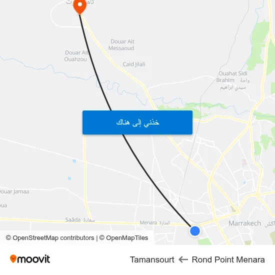 Rond Point Menara to Tamansourt map