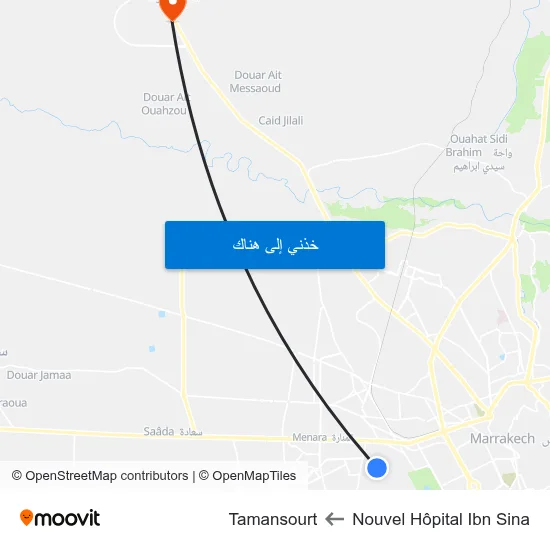 Nouvel Hôpital Ibn Sina to Tamansourt map