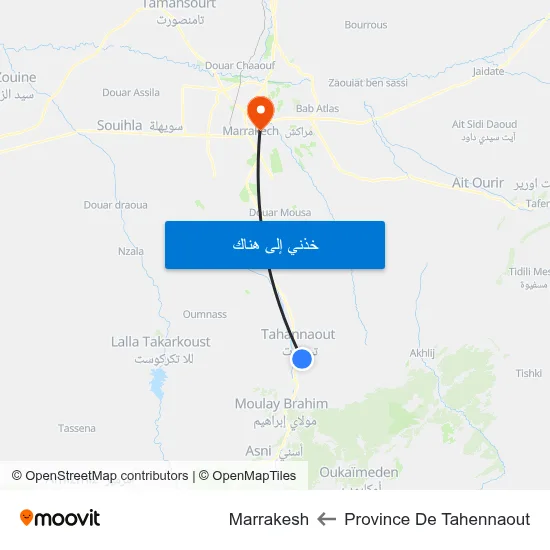 Province De Tahennaout to Marrakesh map