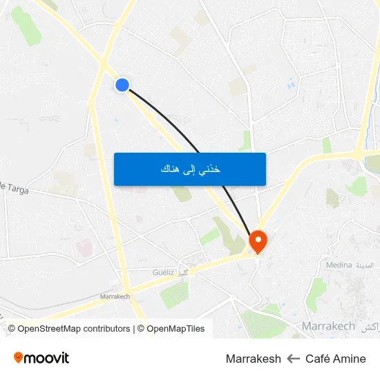 Café Amine to Marrakesh map
