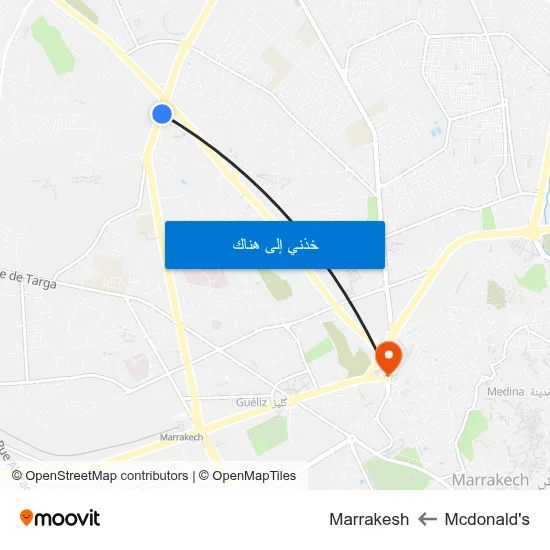 Mcdonald's to Marrakesh map