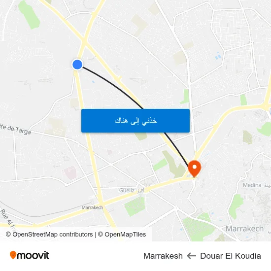 Douar El Koudia to Marrakesh map