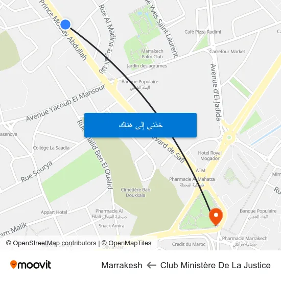 Club Ministère De La Justice to Marrakesh map