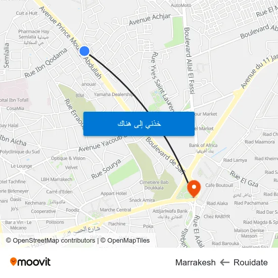 Rouidate to Marrakesh map