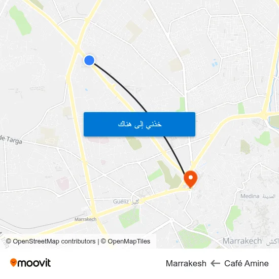 Café Amine to Marrakesh map