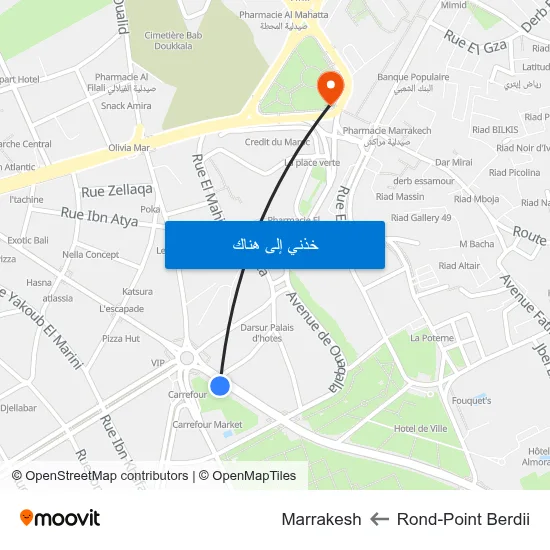 Rond-Point Berdii to Marrakesh map