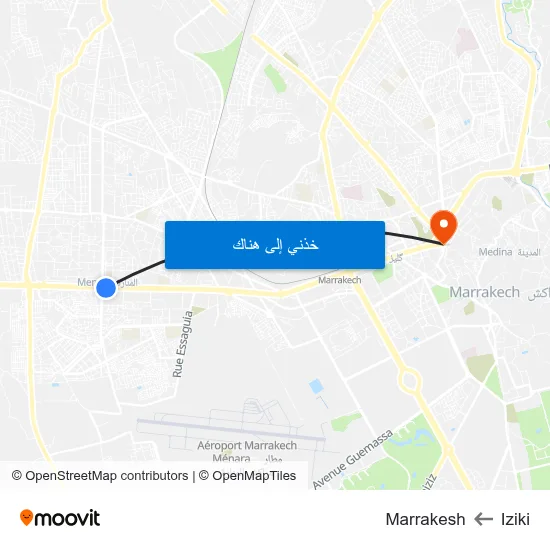 Iziki to Marrakesh map