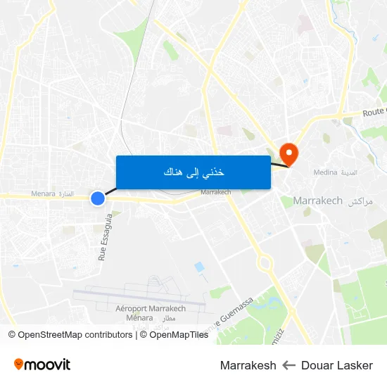 Douar Lasker to Marrakesh map