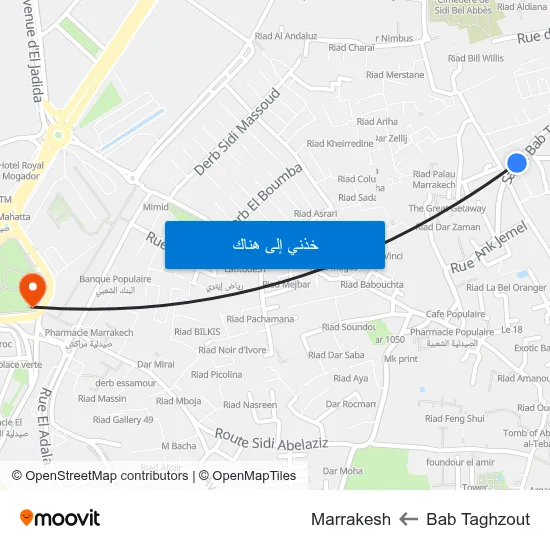 Bab Taghzout to Marrakesh map