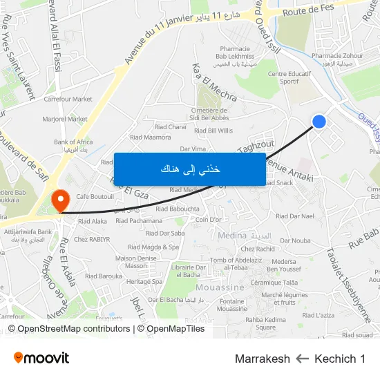 Kechich 1 to Marrakesh map