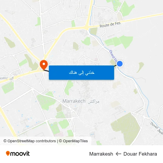 Douar Fekhara to Marrakesh map