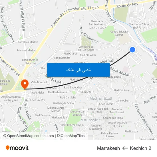 Kechich 2 to Marrakesh map