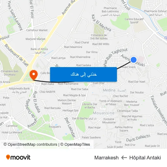 Hôpital Antaki to Marrakesh map