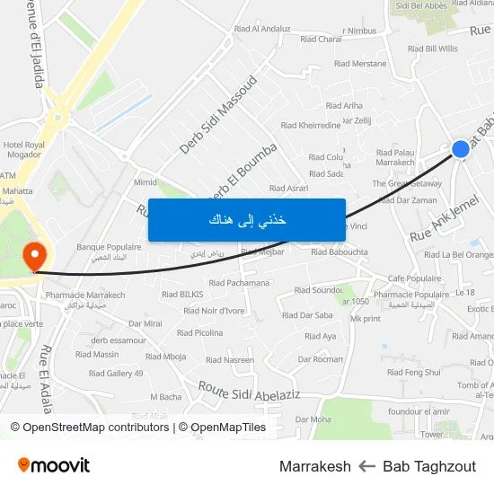 Bab Taghzout to Marrakesh map