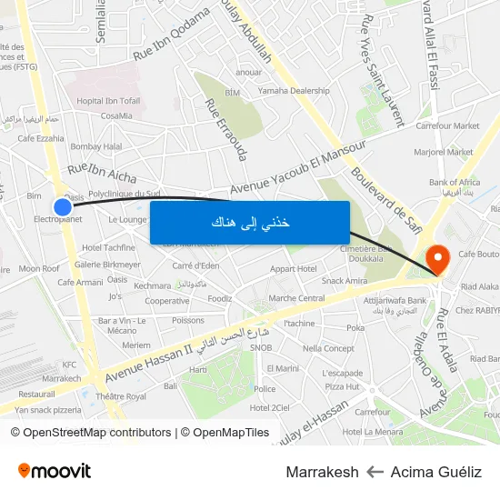Acima Guéliz to Marrakesh map