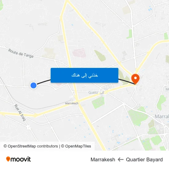 Quartier Bayard to Marrakesh map