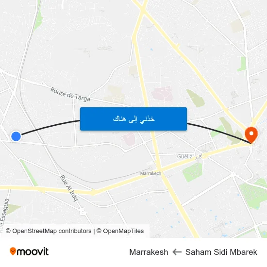 Saham Sidi Mbarek to Marrakesh map